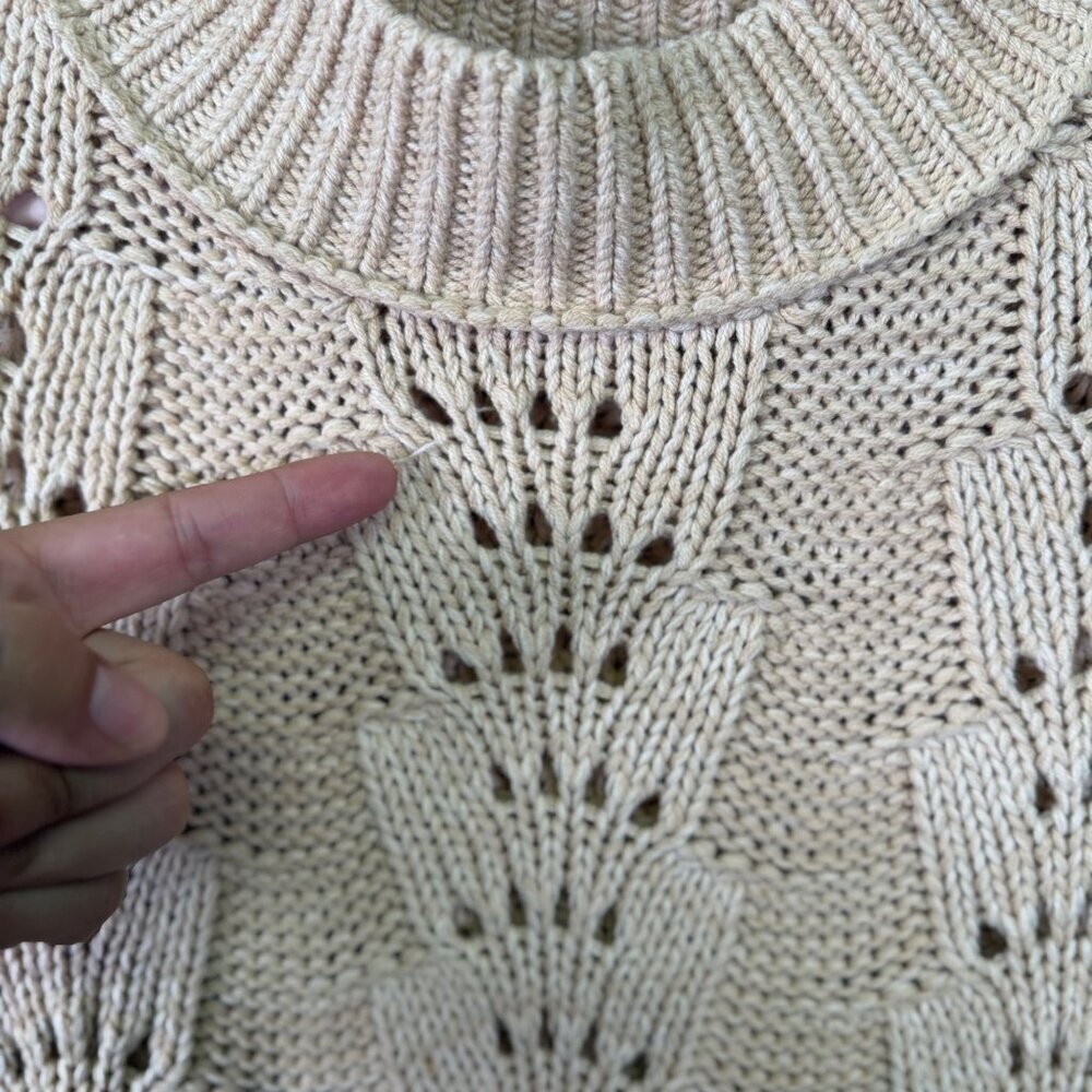 Free People Bell Song Mixed Knit Pullover Sweater Sandcastle Beige Size Small - Picture 12 of 14